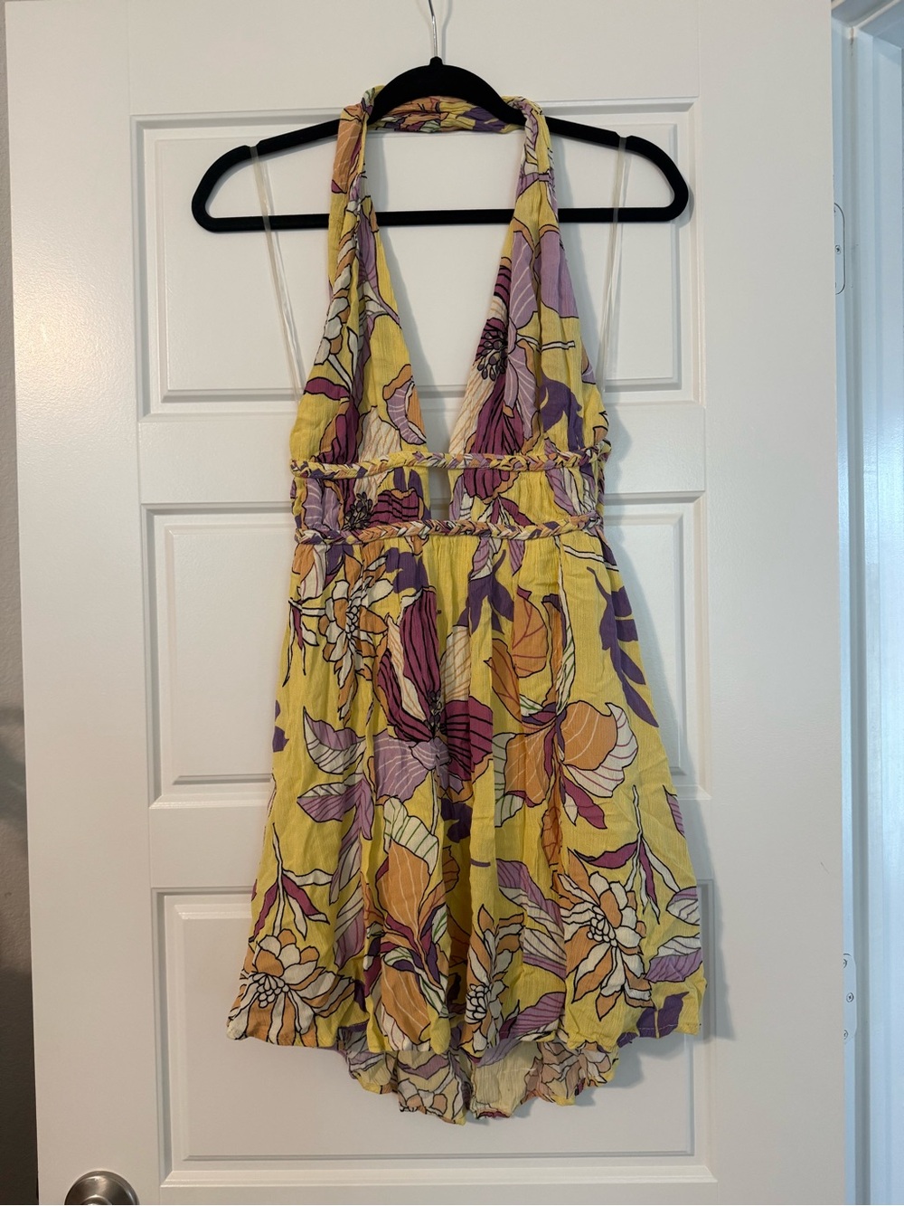 Yellow Floral Halter Dress